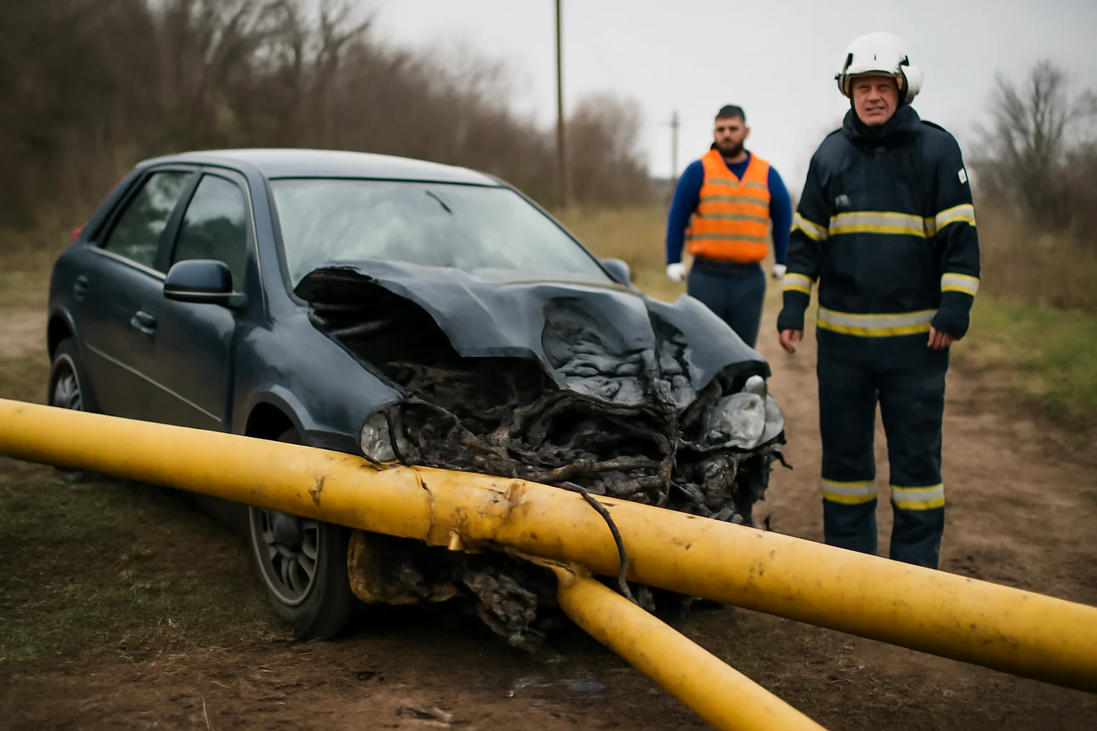 Accident rutier cu pericol de explozie la Seini: șofer din Satu Mare lovește două conducte de gaz