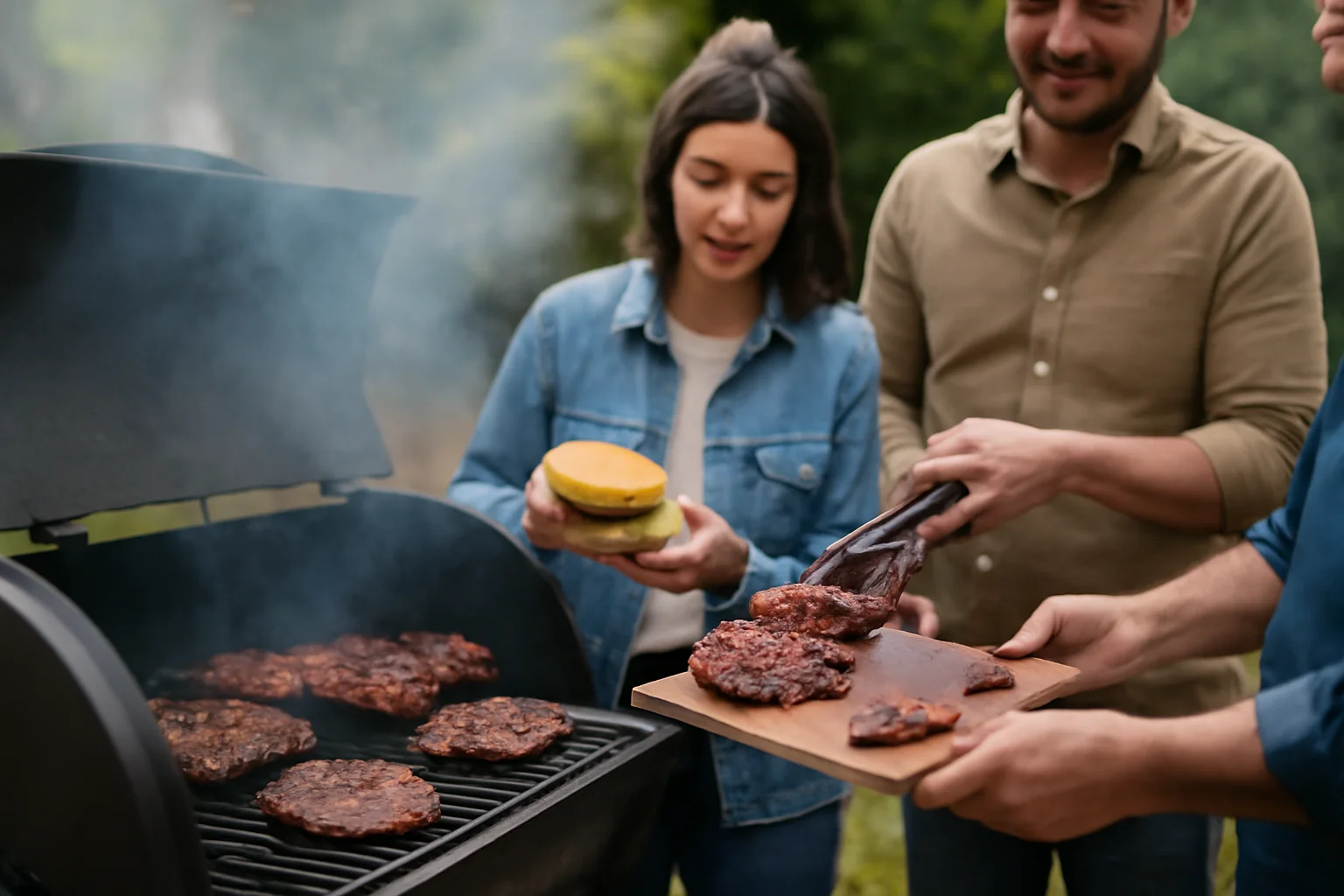 burgeri suculenți, coaste BBQ și steak-uri afumate la smoker