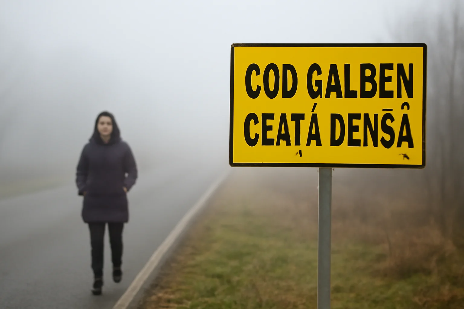 Cod galben de ceață densă la Satu Mare: vizibilitate foarte redusă în zona joasă a județului