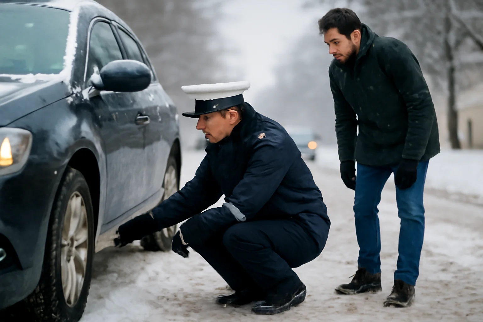Controale la anvelope în zonele cu zăpadă anunțate și pentru județul Satu Mare