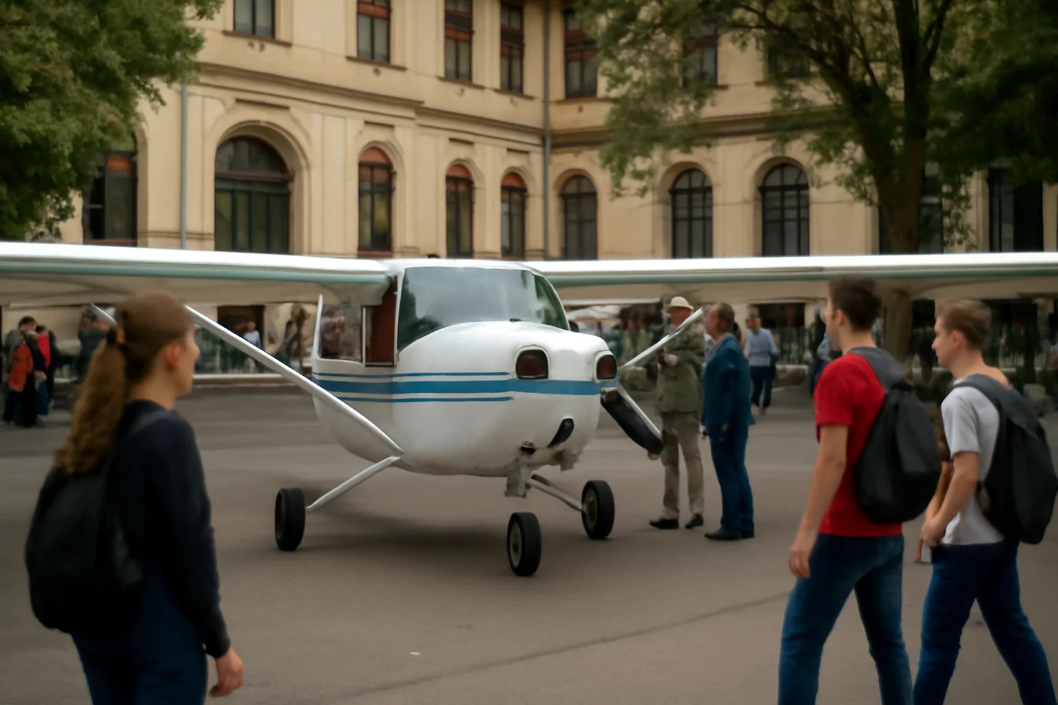 Curtea Colegiului „Mihai Eminescu” din Satu Mare devine pentru o zi aerodrom educațional