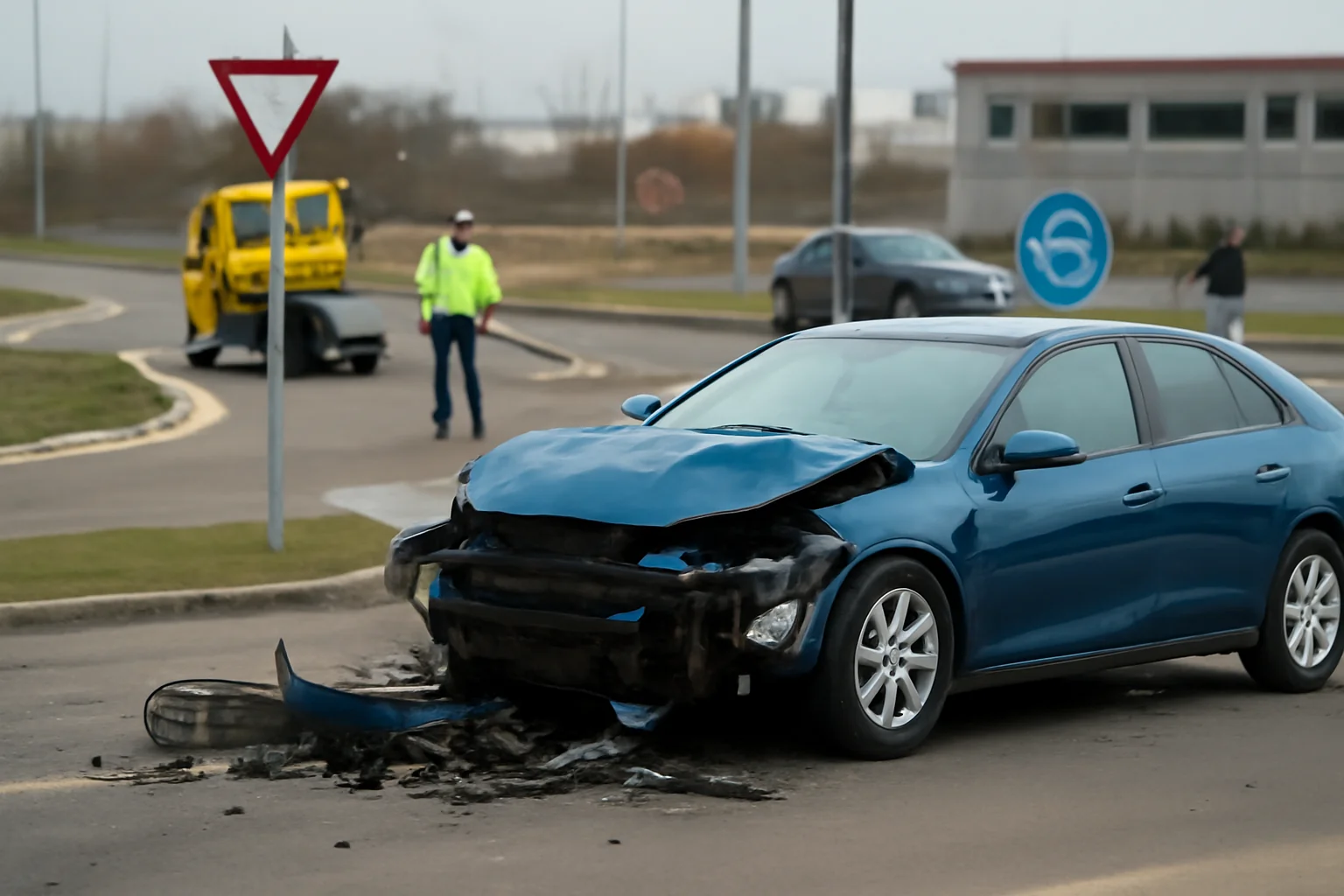 Două autoturisme avariate într-un accident la sensul giratoriu de la Parcul Industrial Satu Mare