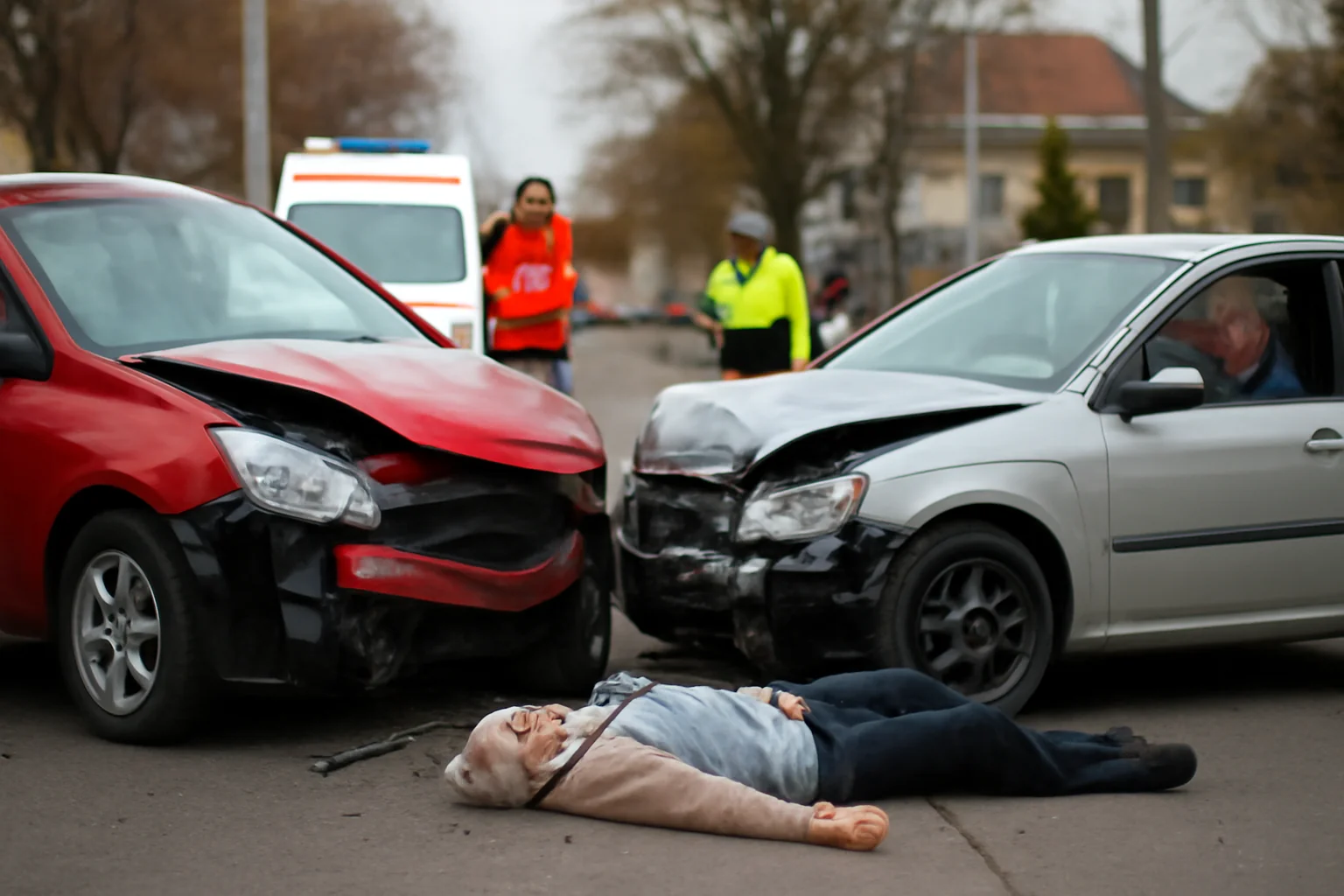 Două persoane vârstnice rănite într-un accident rutier la un sens giratoriu din Carei, județul Satu Mare