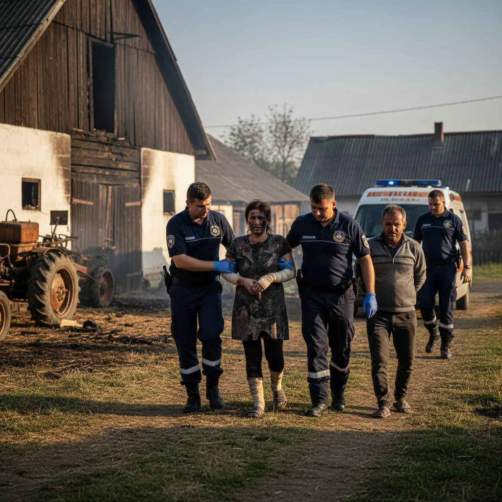 Femeie rănită grav într-un incendiu provocat la o fermă dezafectată din Necopoi, județul Satu Mare