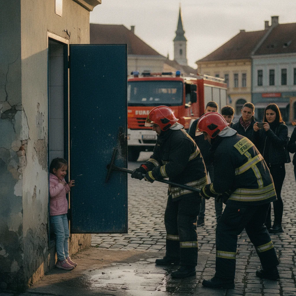 Fetiță blocată în toaletă publică din Satu Mare: Pompierii au intervenit