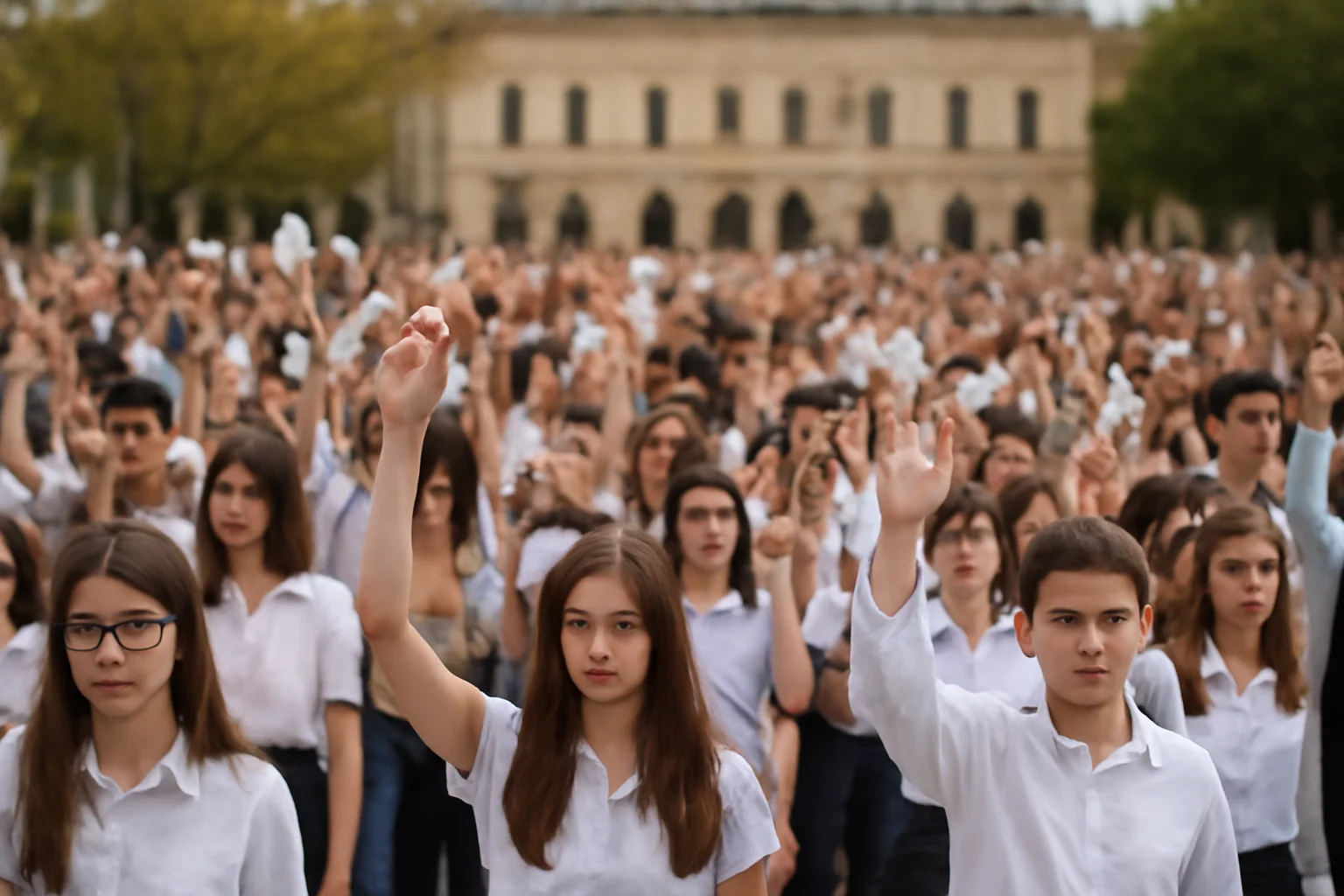 Flashmob cultural la Satu Mare: mii de elevi interpretează „Luceafărul” în Piața 25 Octombrie