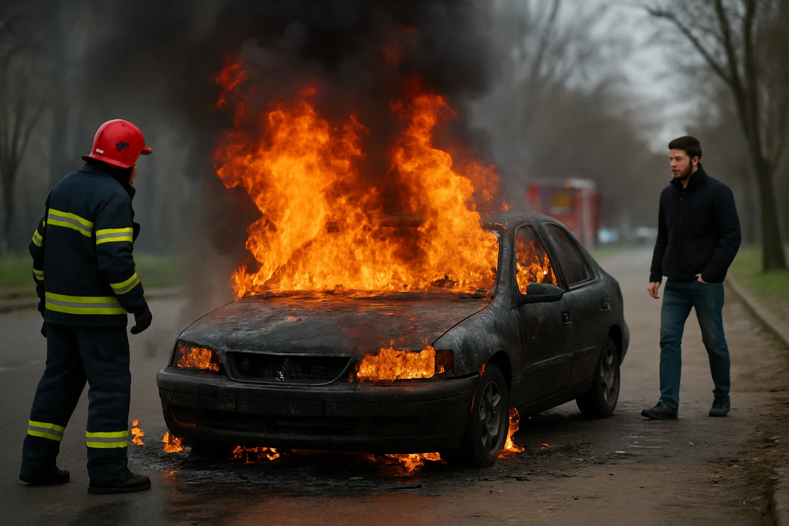 Incendiu auto pe strada Careiului din Satu Mare