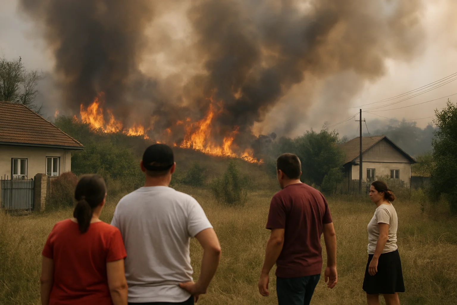 Incendiu de vegetație stins la Moftinu Mic, case salvate
