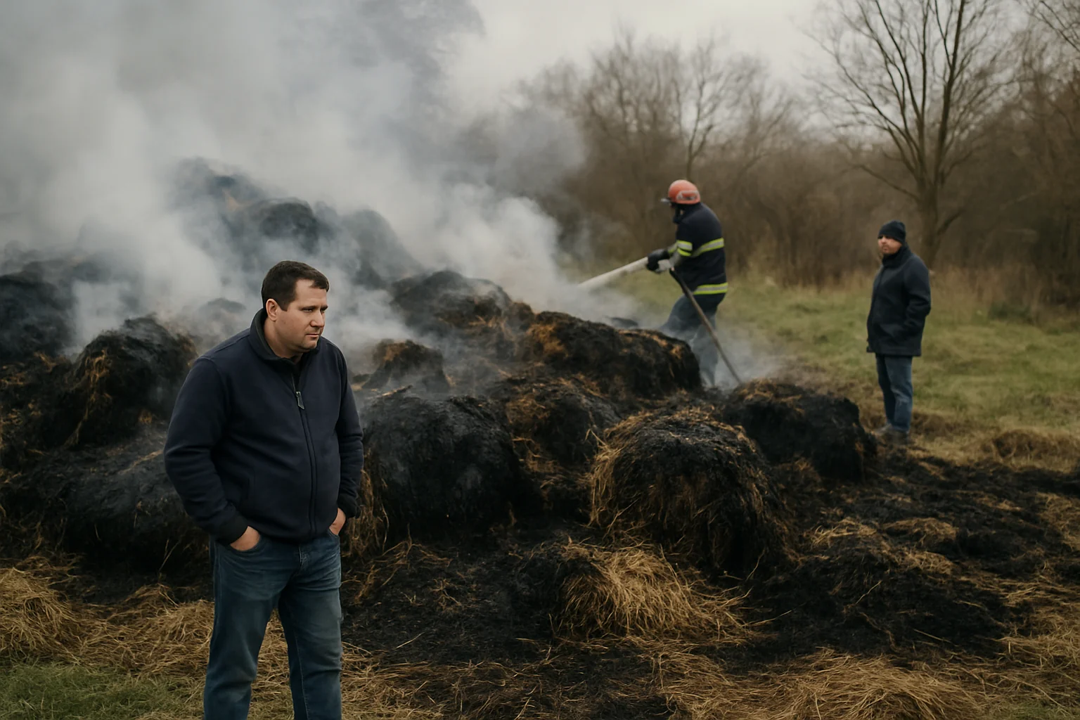 Incendiu devastator în Irina, 100 baloți de lucernă distruși