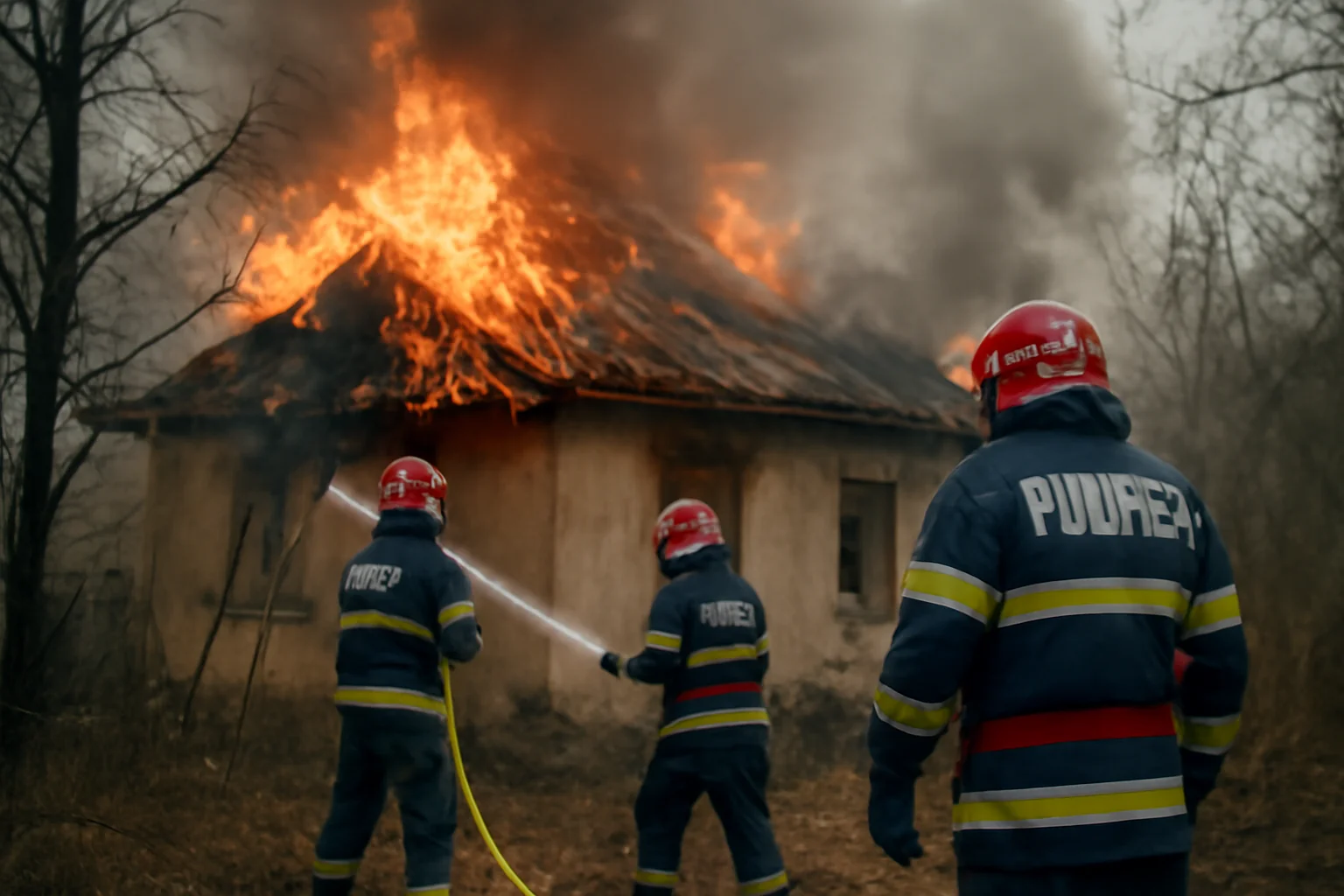 Incendiu devastator la o casă din Dara – pompierii acționează
