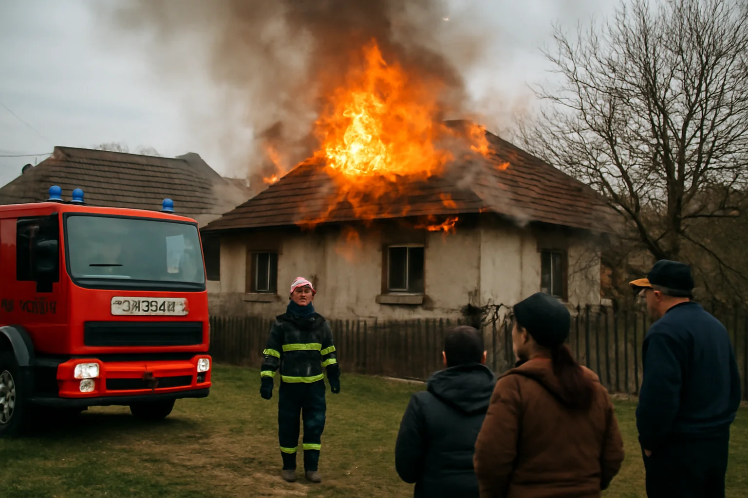 Incendiu la o locuință din Bercu, comuna Lazuri, intervenție de noapte a pompierilor din Satu Mare