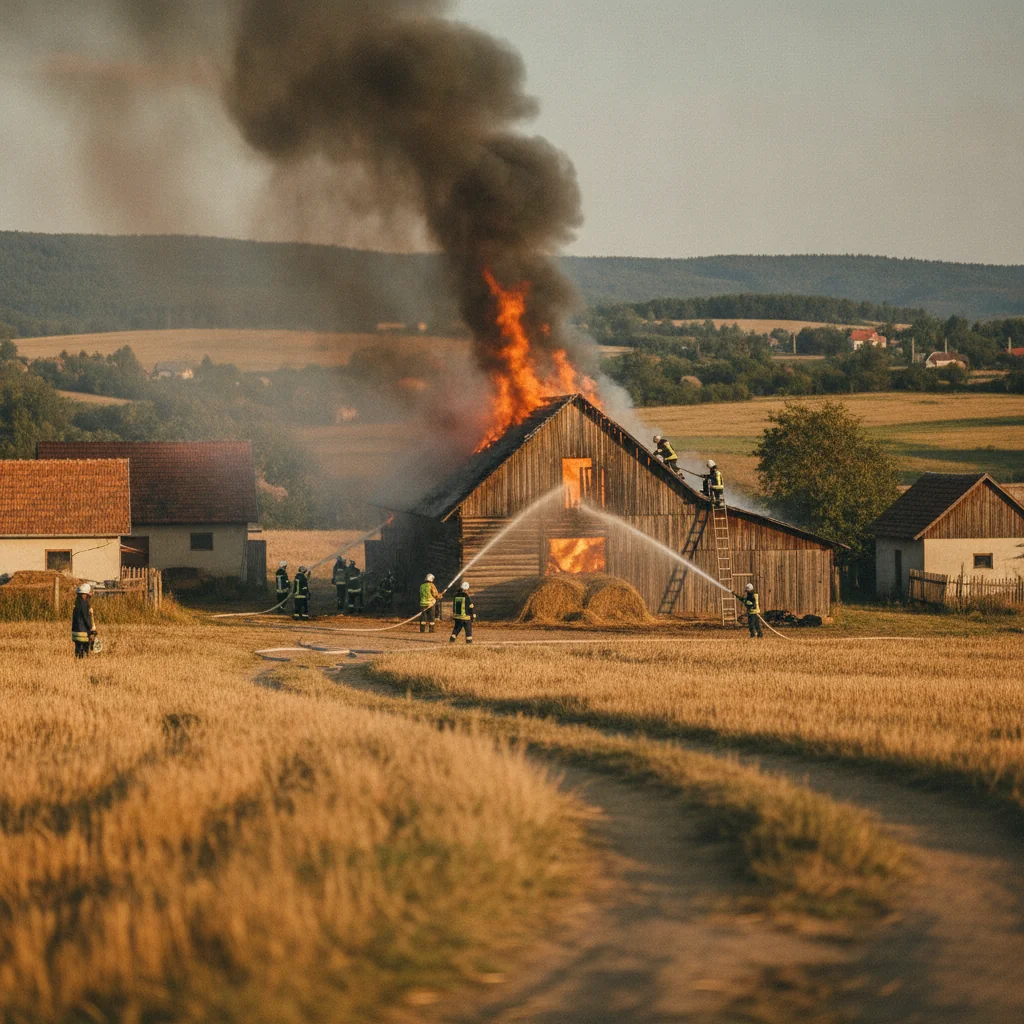 Incendiu la o șură din Unimăt, Satu Mare: Pompierii au intervenit