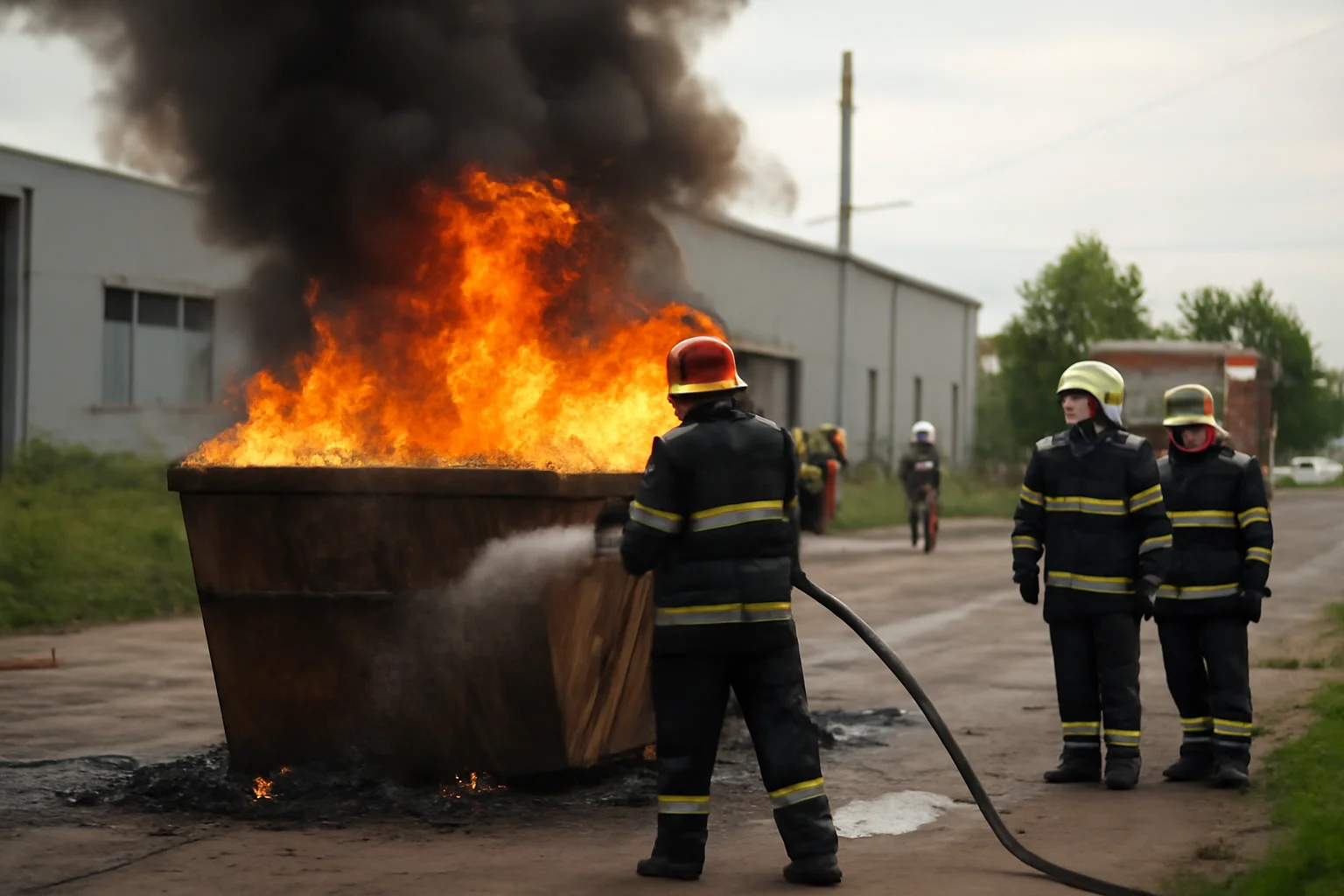Incendiu la un container de deșeuri în Parcul Industrial Sud Satu Mare, stins rapid de pompieri