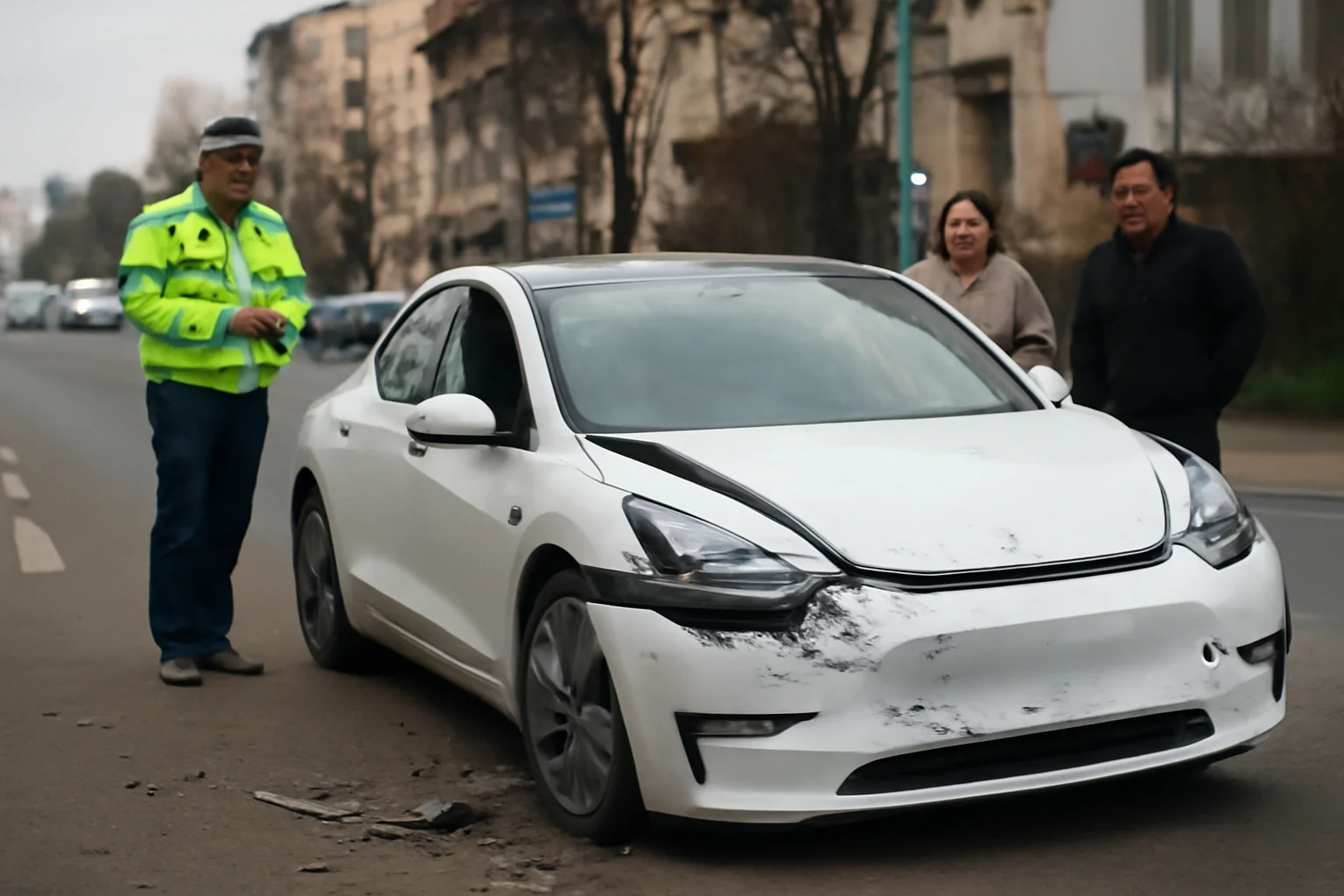 Intervenție a pompierilor după un accident cu autoturism electric în Satu Mare