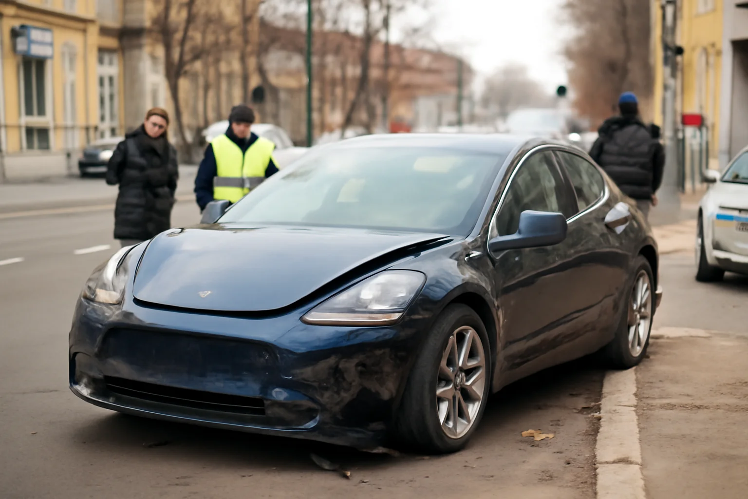 Intervenție a pompierilor după un accident cu autoturism electric pe strada Aurel Vlaicu din Satu Mare