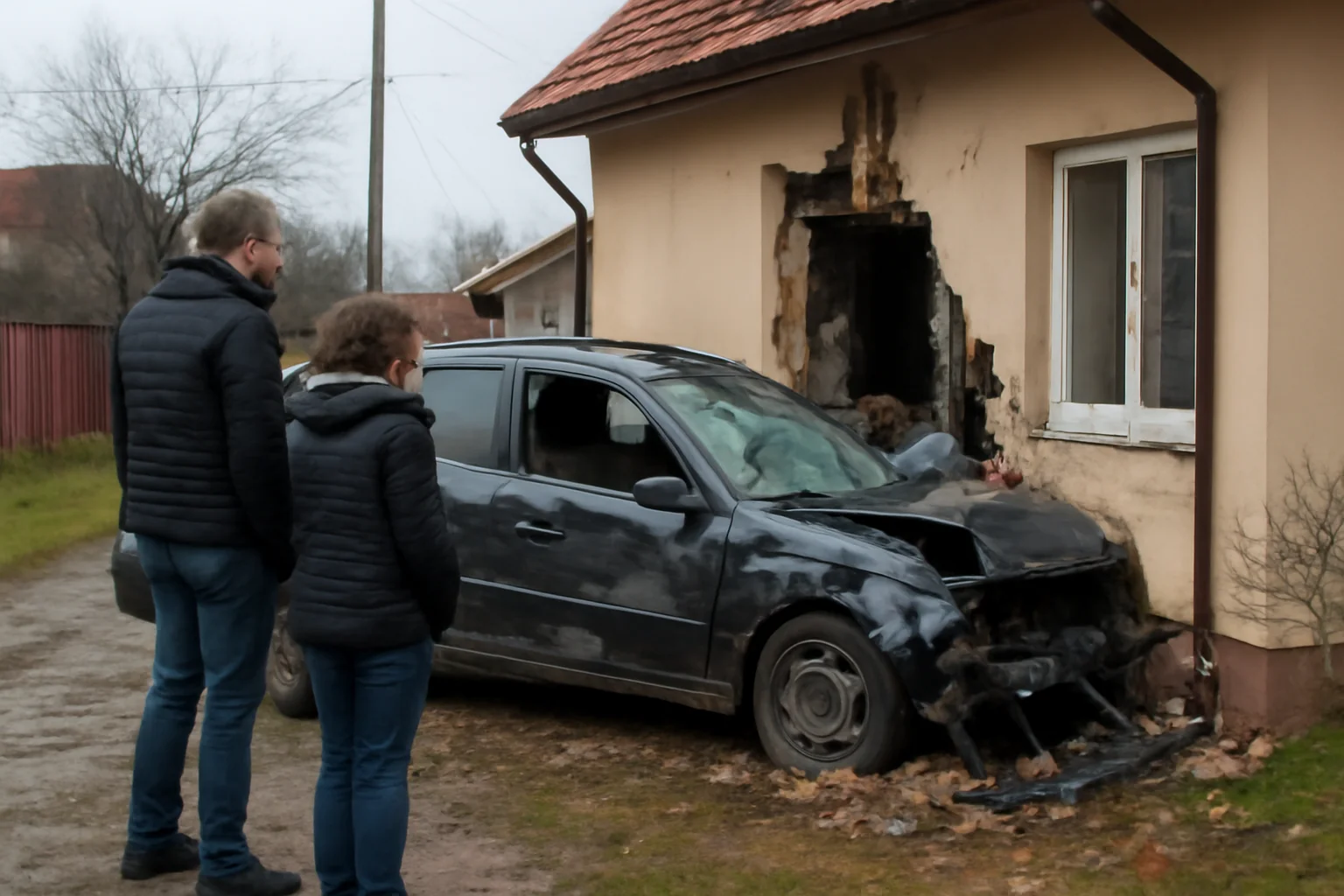 Mașină proiectată într-o casă de Crăciun, la Păulești, județul Satu Mare
