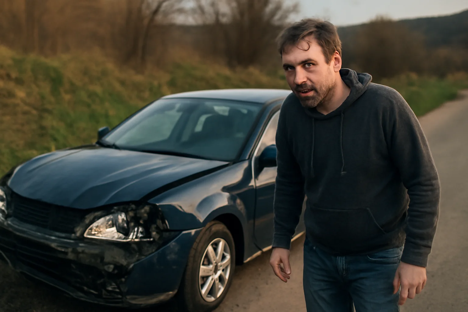Șofer băut din Racșa, prins după ce a provocat un accident fără permis și a părăsit locul faptei