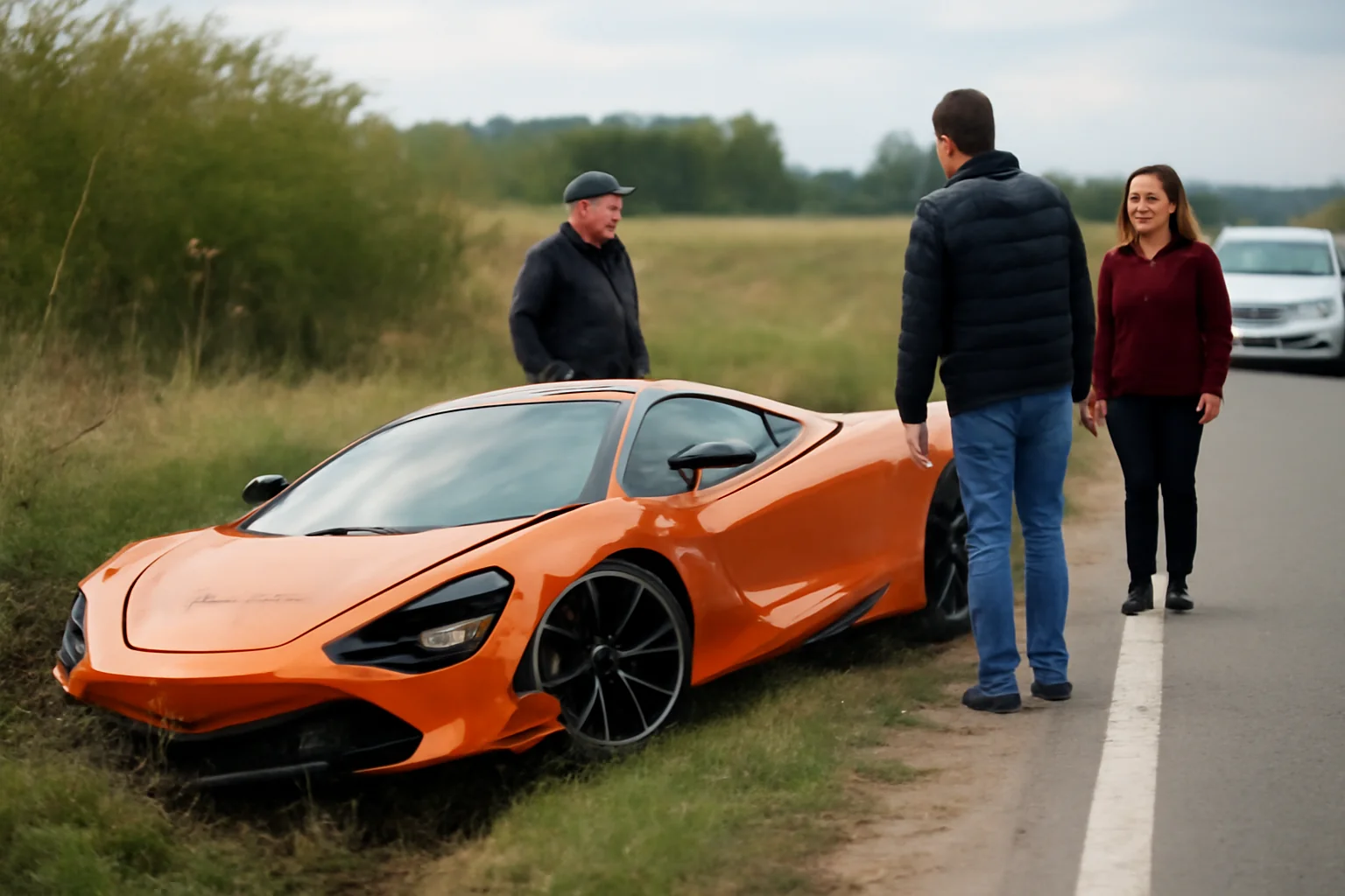 Supercar McLaren ieșit în decor la Botiz, lângă Satu Mare, fără victime