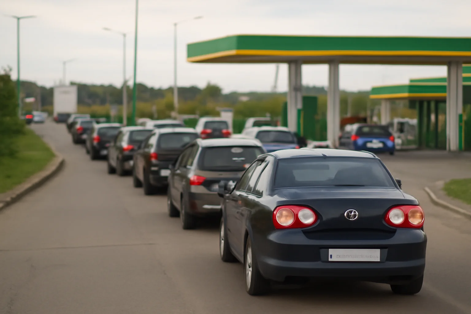 Trafic aglomerat la Petea: cozi la benzinării înainte de ieșirea din țară, în județul Satu Mare